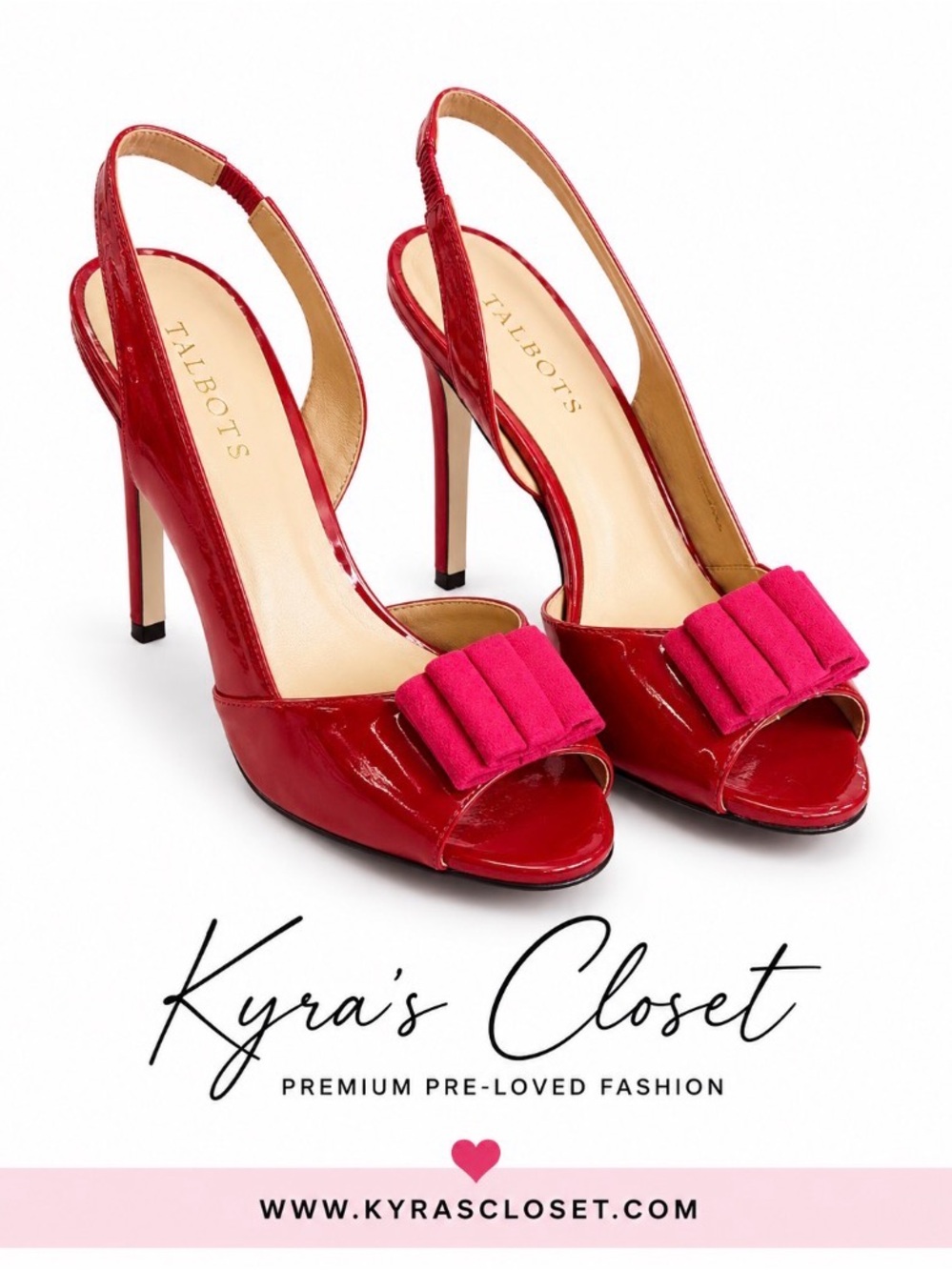 Talbots Red Patent Leather Slingback Heels Size 9.5B